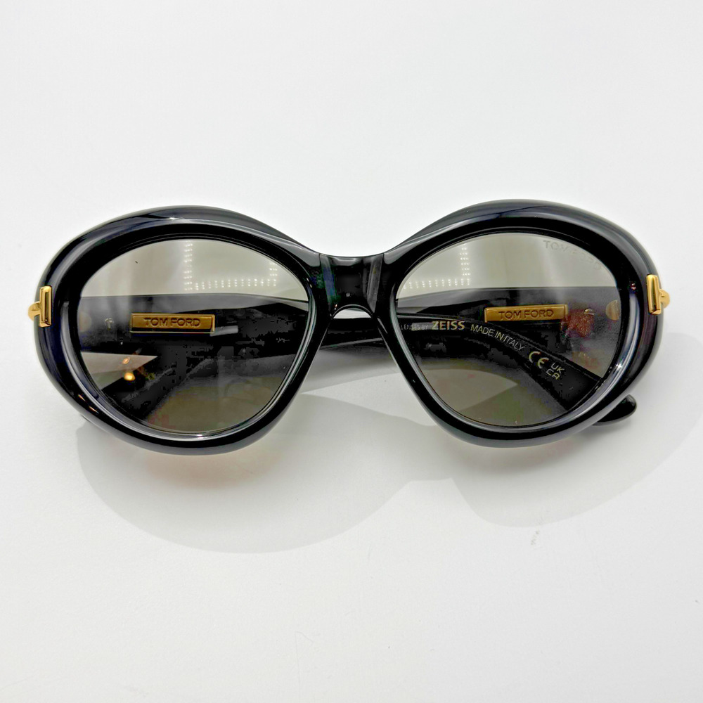 Tom Ford Sunglasses Icon TF1328 01A Black Oval Frame Gray Lens 55-18-140